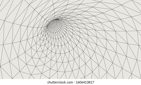 Abstract wireframe tunnels. 3D illustration of a landscape concept. Digital cyberspace in the performance of lines and points | EPS10 Vector.