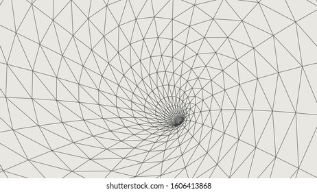 Abstract wireframe tunnels. 3D illustration of a landscape concept. Digital cyberspace in the performance of lines and points | EPS10 Vector.