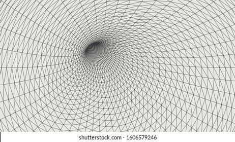 Abstract wireframe tunnels. 3D illustration of a landscape concept. Digital cyberspace in the performance of lines and points | EPS10 Vector.