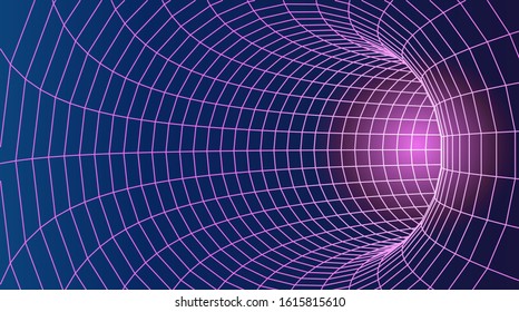 Abstract wireframe tunnels. 3D illustration of a landscape concept. Digital cyberspace in the performance of lines and points | EPS10 Vector.