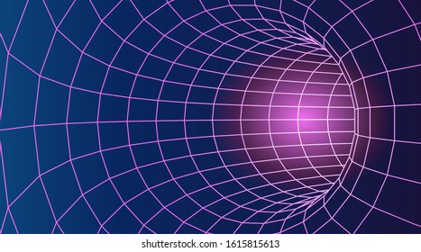 Abstract wireframe tunnels. 3D illustration of a landscape concept. Digital cyberspace in the performance of lines and points | EPS10 Vector.