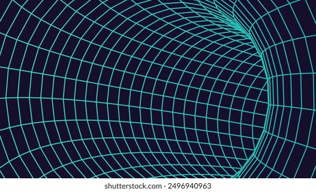 Abstract wireframe tunnels. 3D illustration of a landscape concept. Digital cyberspace in the performance of lines and points | EPS10 Vector.