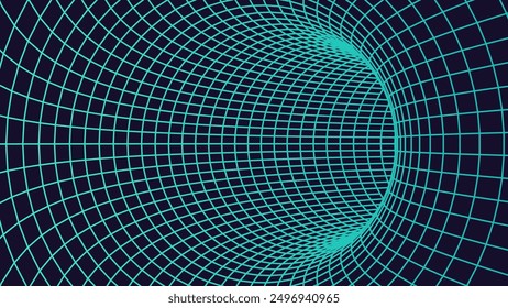 Abstract wireframe tunnels. 3D illustration of a landscape concept. Digital cyberspace in the performance of lines and points | EPS10 Vector.