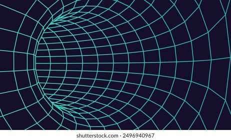 Abstract wireframe tunnels. 3D illustration of a landscape concept. Digital cyberspace in the performance of lines and points | EPS10 Vector.