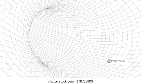 Abstract wireframe tunnels. 3D illustration of a landscape concept. Digital cyberspace in the performance of lines and points | EPS10 Vector.