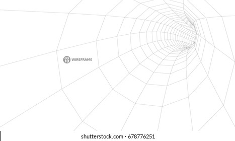 Abstract wireframe tunnels. 3D illustration of a landscape concept. Digital cyberspace in the performance of lines and points | EPS10 Vector.
