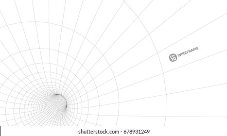 Abstract wireframe tunnels. 3D illustration of a landscape concept. Digital cyberspace in the performance of lines and points | EPS10 Vector.