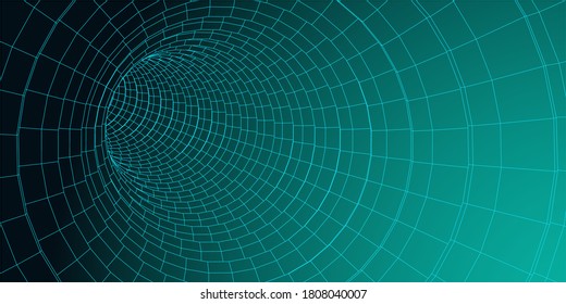Abstract wireframe tunnels. Polygonal abstraction. Technology Style. Vector Image EPS10