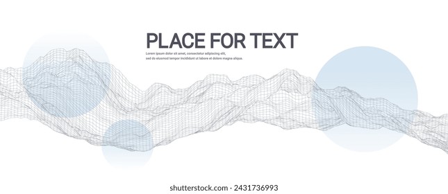 Abstract wireframe vortex on white background. Minimalist technology swirl banner with copy scape