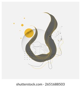 Onda abstrata em modelo de arame. Modelo para apresentação de ciência e tecnologia. Arte vetorial.