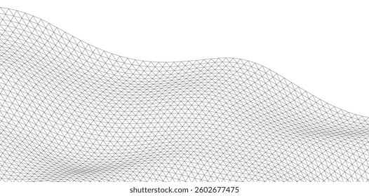 Abstract Wireframe Waves - Futuristic Geometric Mesh Background - Vector Illustration
