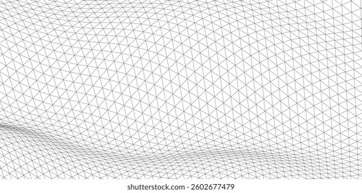 Abstract Wireframe Waves - Futuristic Geometric Mesh Background - Vector Illustration
