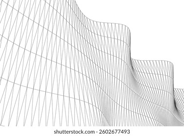 Abstract Wireframe Waves - Futuristic Geometric Mesh Background - Vector Illustration
