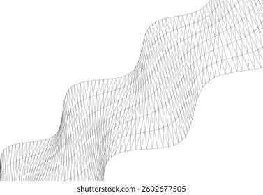 Abstract Wireframe Waves - Futuristic Geometric Mesh Background - Vector Illustration
