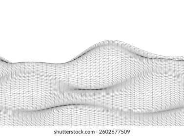Abstract Wireframe Waves - Futuristic Geometric Mesh Background - Vector Illustration
