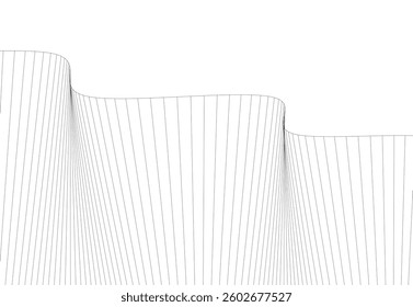 Abstract Wireframe Waves - Futuristic Geometric Mesh Background - Vector Illustration
