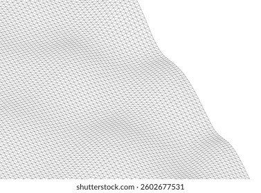 Abstract Wireframe Waves - Futuristic Geometric Mesh Background - Vector Illustration
