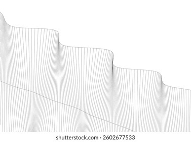 Abstract Wireframe Waves - Futuristic Geometric Mesh Background - Vector Illustration
