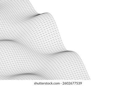 Abstract Wireframe Waves - Futuristic Geometric Mesh Background - Vector Illustration
