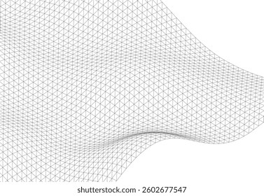 Abstract Wireframe Waves - Futuristic Geometric Mesh Background - Vector Illustration
