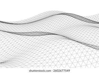 Abstract Wireframe Waves - Futuristic Geometric Mesh Background - Vector Illustration

