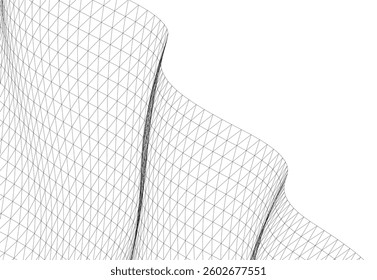Abstract Wireframe Waves - Futuristic Geometric Mesh Background - Vector Illustration
