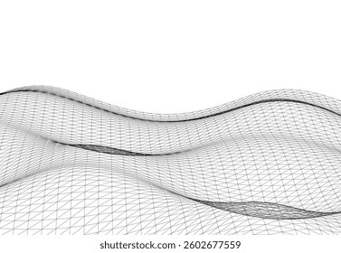 Abstract Wireframe Waves - Futuristic Geometric Mesh Background - Vector Illustration
