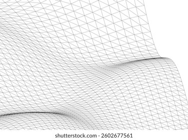 Abstract Wireframe Waves - Futuristic Geometric Mesh Background - Vector Illustration
