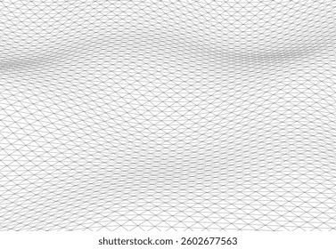 Abstract Wireframe Waves - Futuristic Geometric Mesh Background - Vector Illustration
