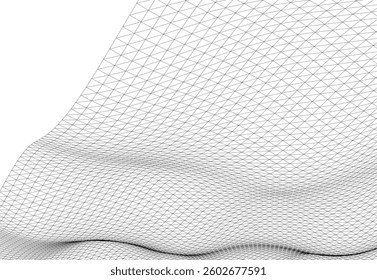 Abstract Wireframe Waves - Futuristic Geometric Mesh Background - Vector Illustration
