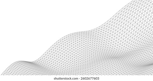 Abstract Wireframe Waves - Futuristic Geometric Mesh Background - Vector Illustration
