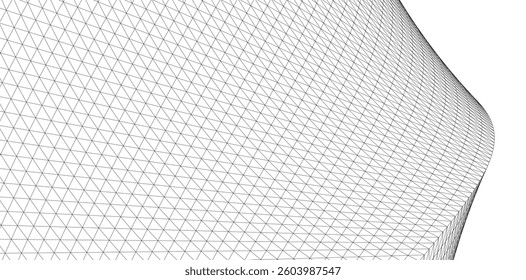 Abstract Wireframe Waves - Futuristic Geometric Mesh Background - Vector Illustration
