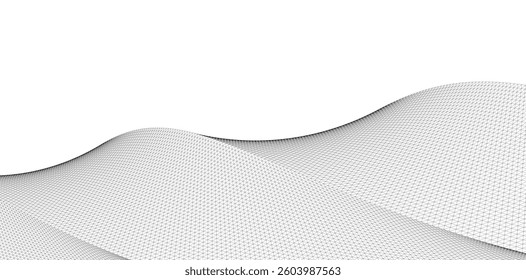 Abstract Wireframe Waves - Futuristic Geometric Mesh Background - Vector Illustration
