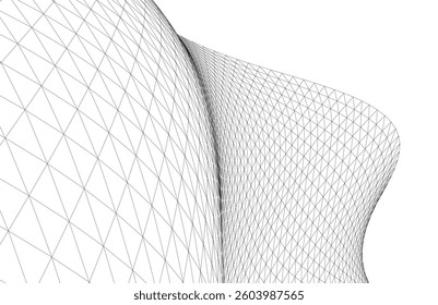 Abstract Wireframe Waves - Futuristic Geometric Mesh Background - Vector Illustration
