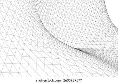 Abstract Wireframe Waves - Futuristic Geometric Mesh Background - Vector Illustration
