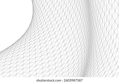 Abstract Wireframe Waves - Futuristic Geometric Mesh Background - Vector Illustration
