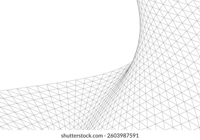 Abstract Wireframe Waves - Futuristic Geometric Mesh Background - Vector Illustration
