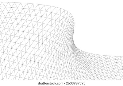Abstract Wireframe Waves - Futuristic Geometric Mesh Background - Vector Illustration
