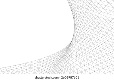 Abstract Wireframe Waves - Futuristic Geometric Mesh Background - Vector Illustration
