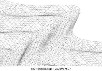 Abstract Wireframe Waves - Futuristic Geometric Mesh Background - Vector Illustration
