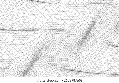 Abstract Wireframe Waves - Futuristic Geometric Mesh Background - Vector Illustration
