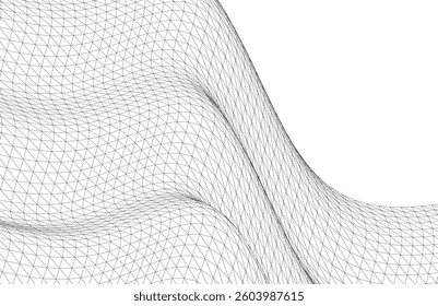 Abstract Wireframe Waves - Futuristic Geometric Mesh Background - Vector Illustration
