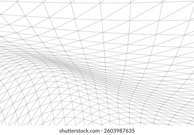 Abstract Wireframe Waves - Futuristic Geometric Mesh Background - Vector Illustration
