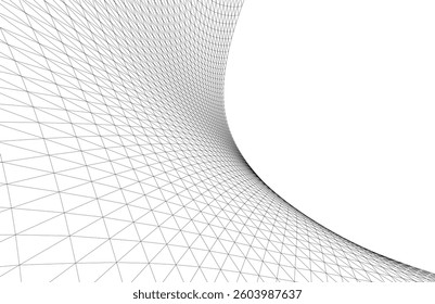 Abstract Wireframe Waves - Futuristic Geometric Mesh Background - Vector Illustration
