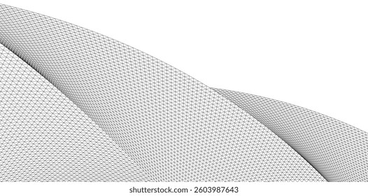 Abstract Wireframe Waves - Futuristic Geometric Mesh Background - Vector Illustration
