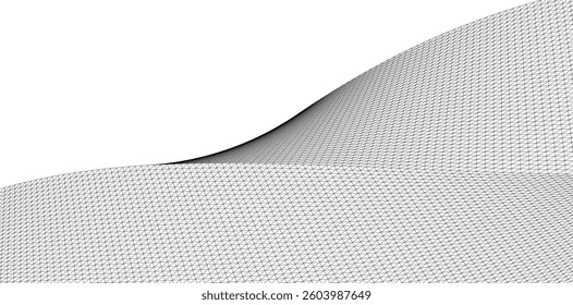 Abstract Wireframe Waves - Futuristic Geometric Mesh Background - Vector Illustration
