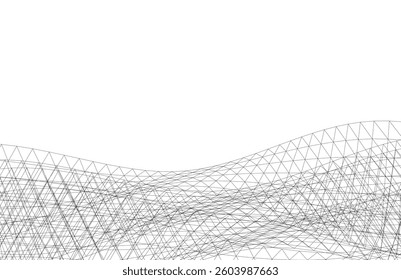 Abstract Wireframe Waves - Futuristic Geometric Mesh Background - Vector Illustration
