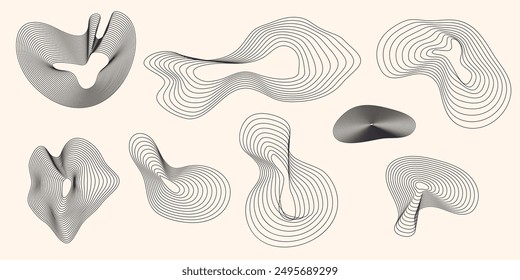 Abstract Wireframe Wavy Shapes Collection