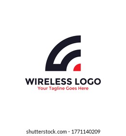 Abstract Wireless Logo Vector. Signal Wave And Wifi Connection Concept.