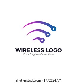 Abstract wireless technology logo template design. Vector illustration